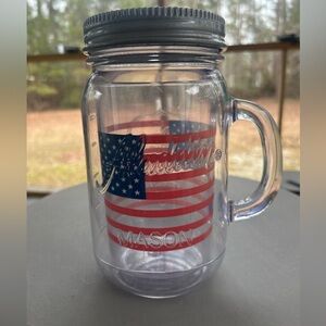 Aladdin 32oz American Flag Insulated Mason Jar Tumbler W/ Lid No Straw